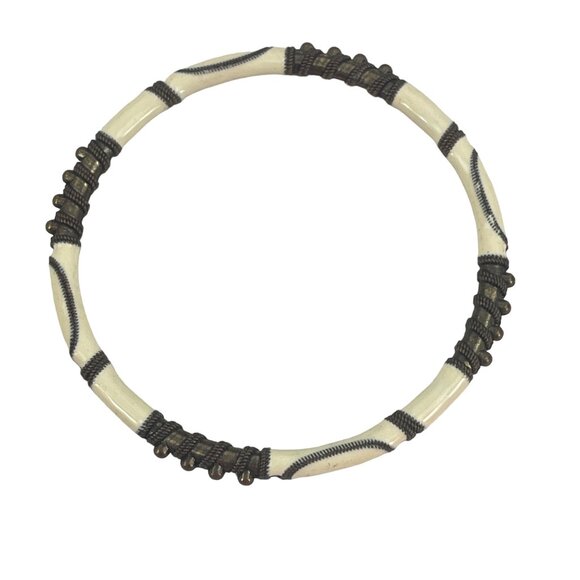 Handcrafted Enamel & Metal Beaded Bangle Bracelet For Women - Picture 6 of 6